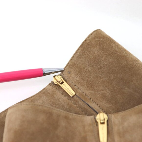 Gianvito Rossi 38.5 Joelle Suede Knee High Tall High Heel Boot 70mm Camel - Picture 16 of 16